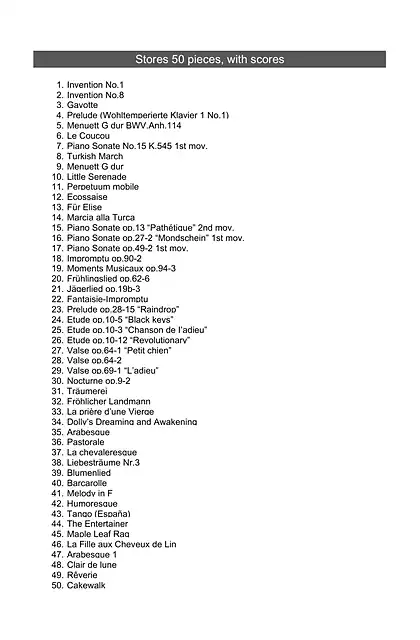 yamaha雅马哈Preset Song Lists